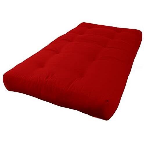 Blazing Needles Renewal 7  Twill Futon Mattress, Twin, Red