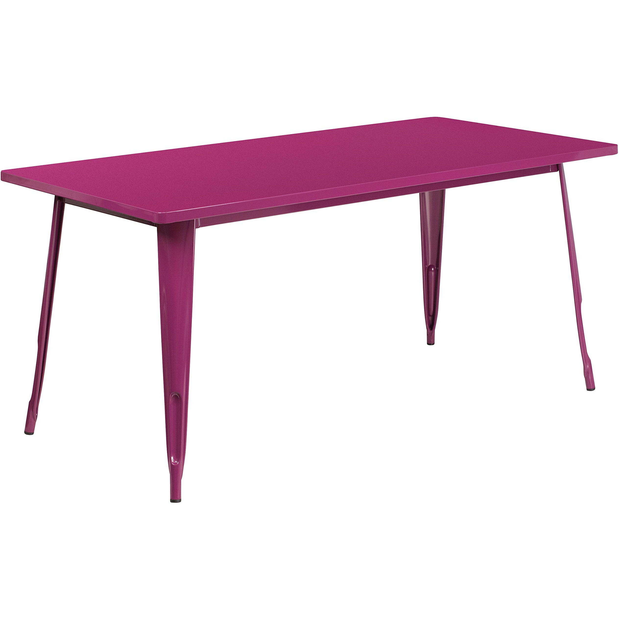 Flash Furniture Charis Commercial Grade 31.5  x 63  Rectangular Purple Metal Indoor-Outdoor Table