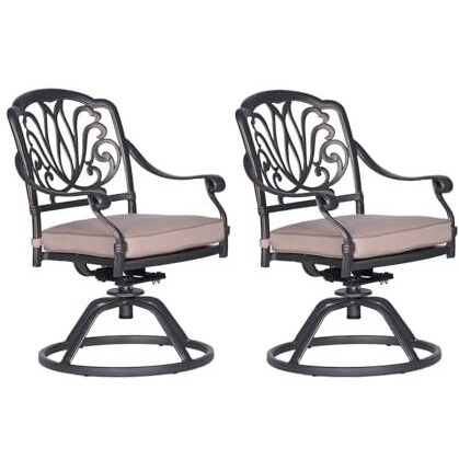 iPatio Athens Patio Swivel Rockers with Solution-Dyed Acrylic Cushion, All-Weather, Durable, and Comfortable Outdoor Aluminum Armchairs with Cushion, Set of 2 (Spectrum Sand)