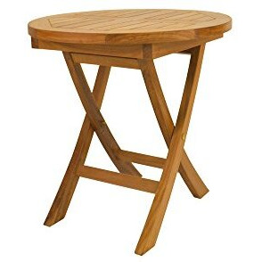 Anderson Teak TBF020R 20-Inch Mini Side Round Folding Table