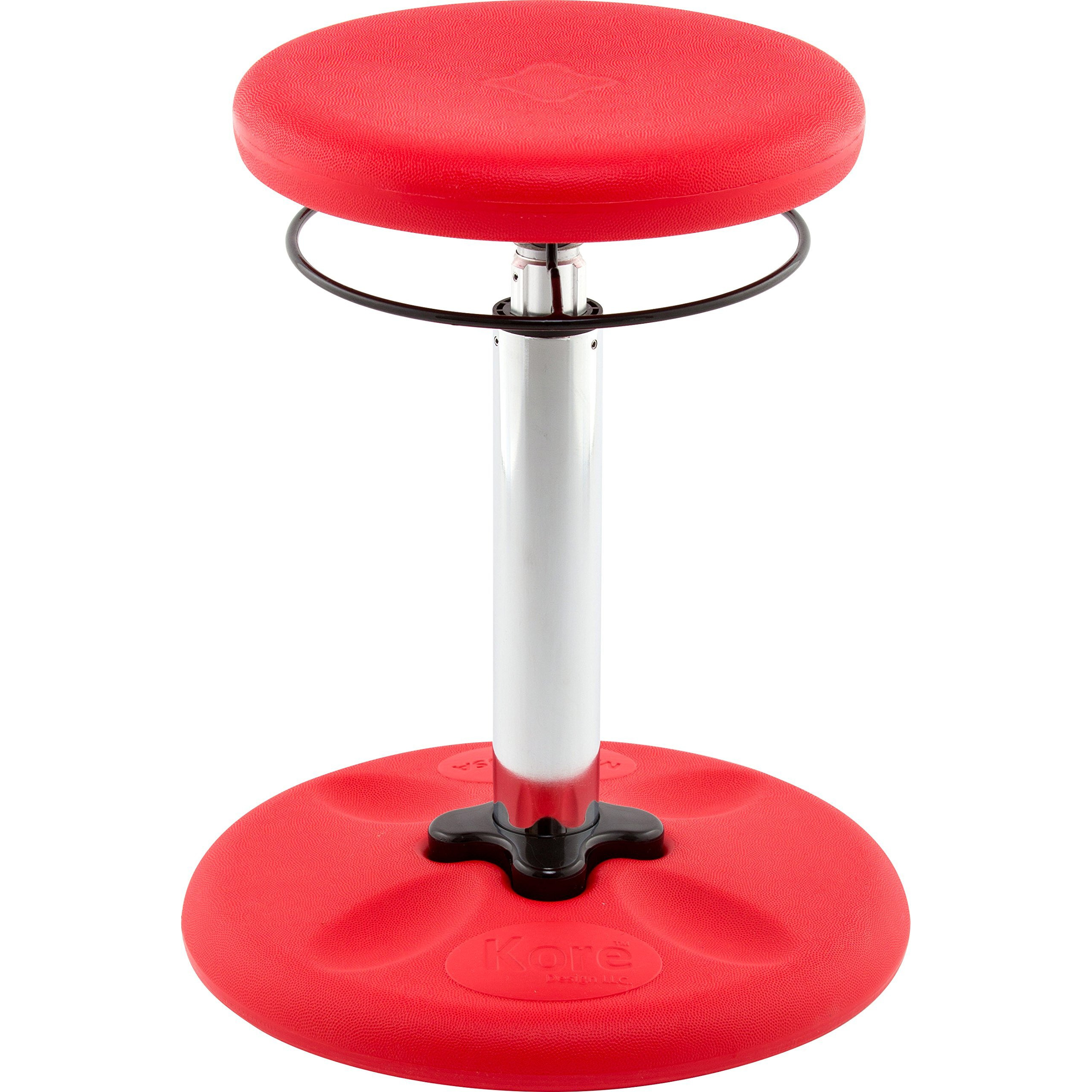 KORE Design Adjustable Wobble Stool Chair, Girls + Boys Kid Desk Stools, Ergonomic Small Office Chairs, Flexible Seating for Active Kids, ADD/ADHD, Classroom, Home, Age 8-12, Tall (16.5-24in), Red