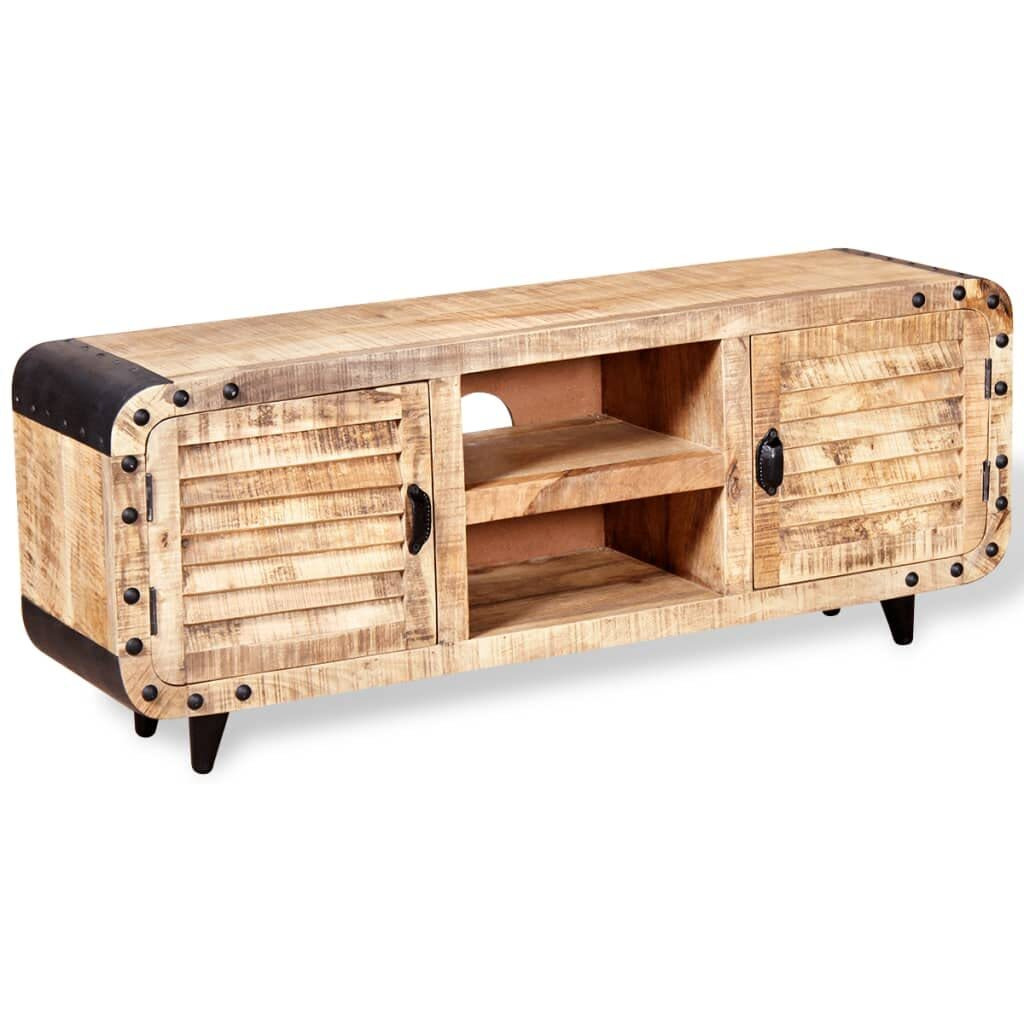 vidaXL Handmade TV Stand in Rough Mango Wood, 47.2 x11.8 x19.7 , Featuring Ample Storage & Distinctive Wood Pattern, Ideal for Various Spaces