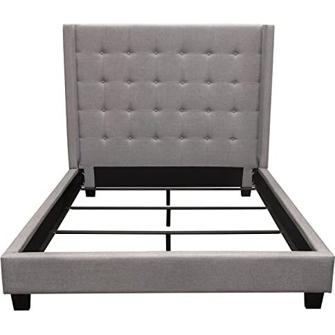 Diamond Sofa Tufted Wing Bed in Light Gray (Eastern King 93 in. Lx84 in. Wx60 in. H(176 lbs.))