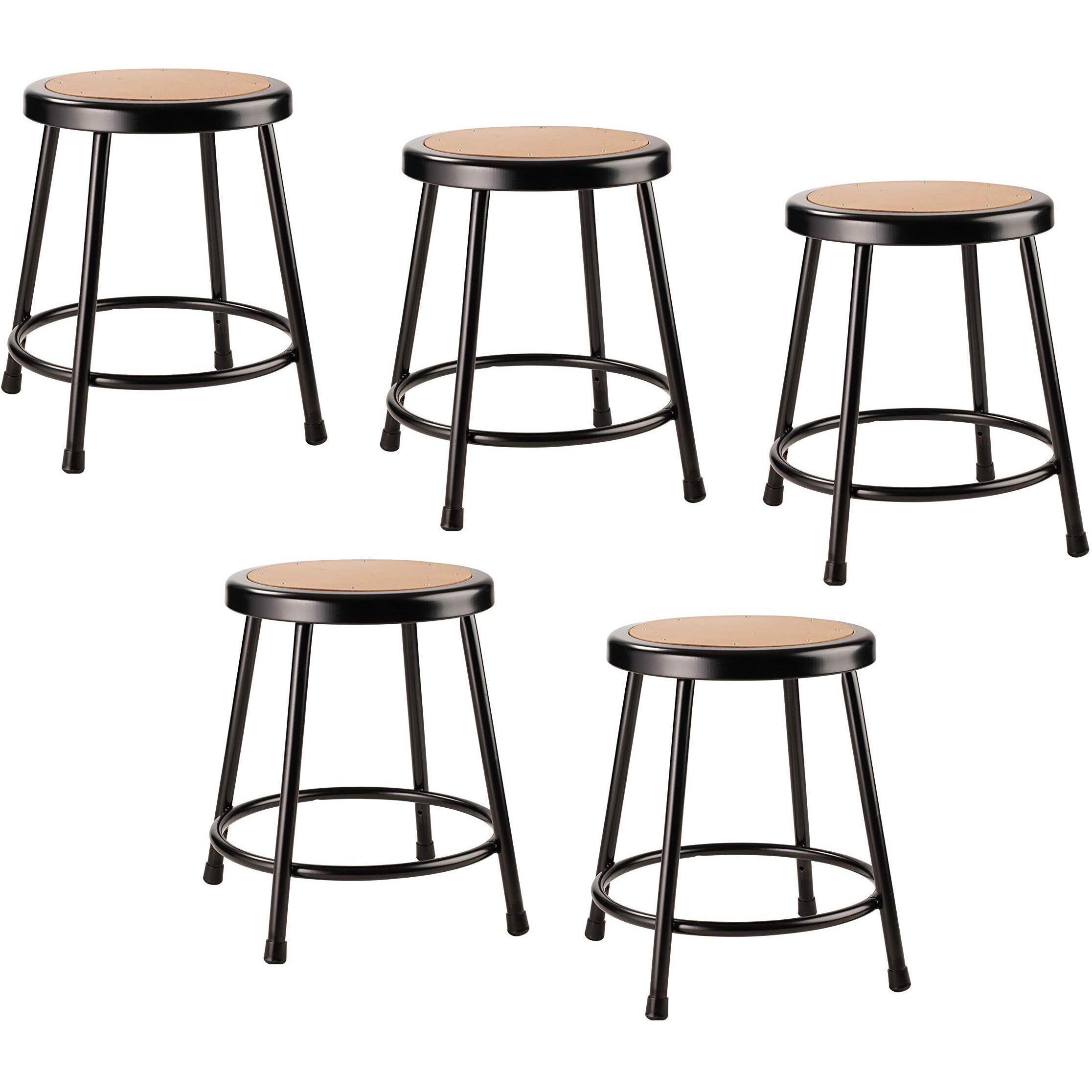 National Public Seating 6218-10-CN 18  Heavy Duty Steel Stool, Black, Pack of 5