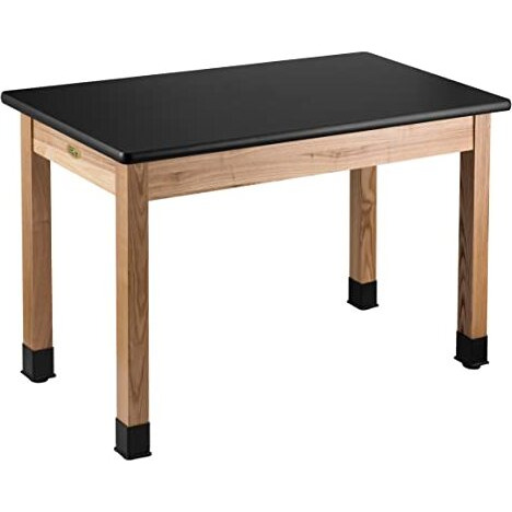 National Public Seating High Pressure Laminate Top Science Lab Table, 54  L X 30  H, Black Top and Ashwood Legs