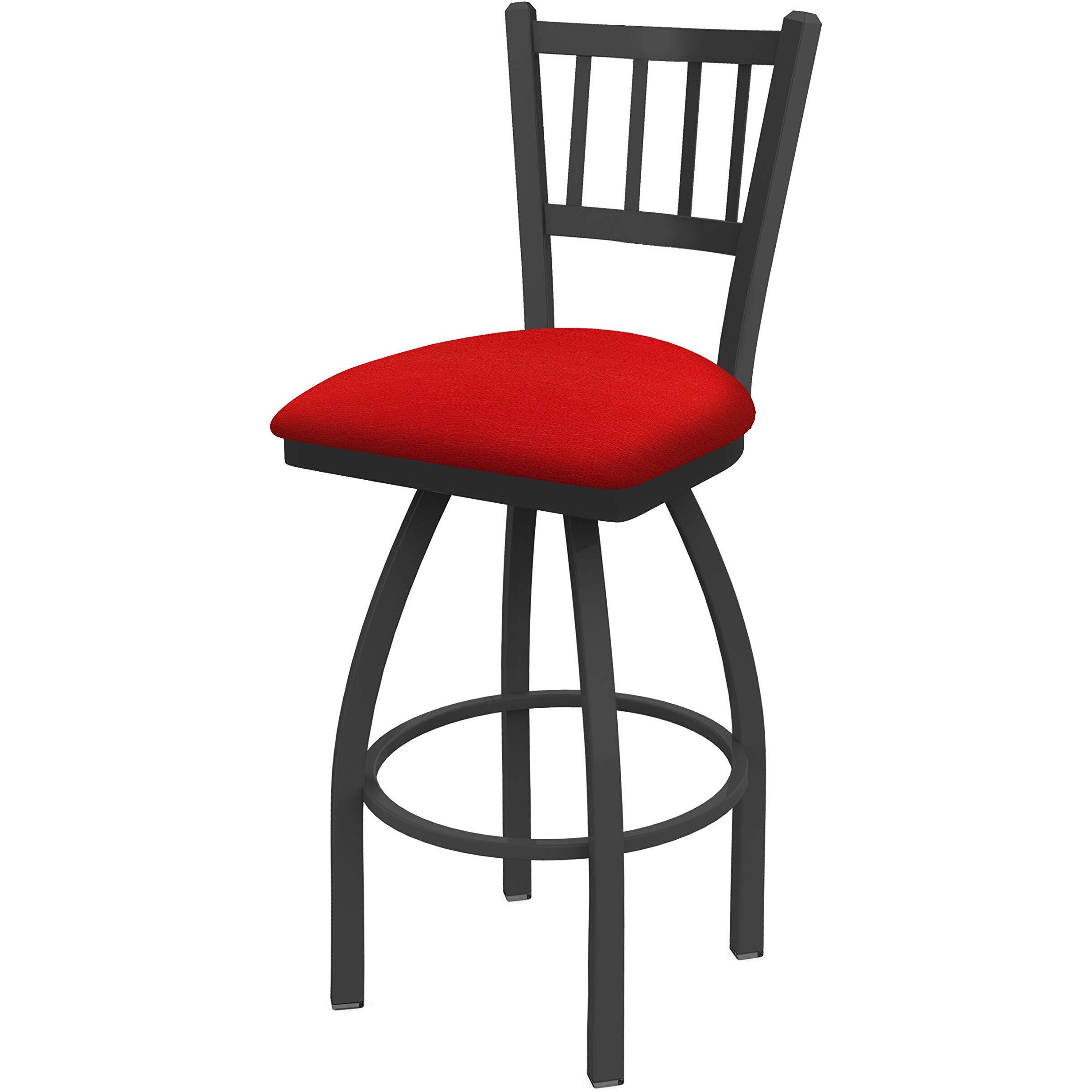 810 Contessa 25  Sivel Counter Stool ith Peter Finish and Canter Red Seat