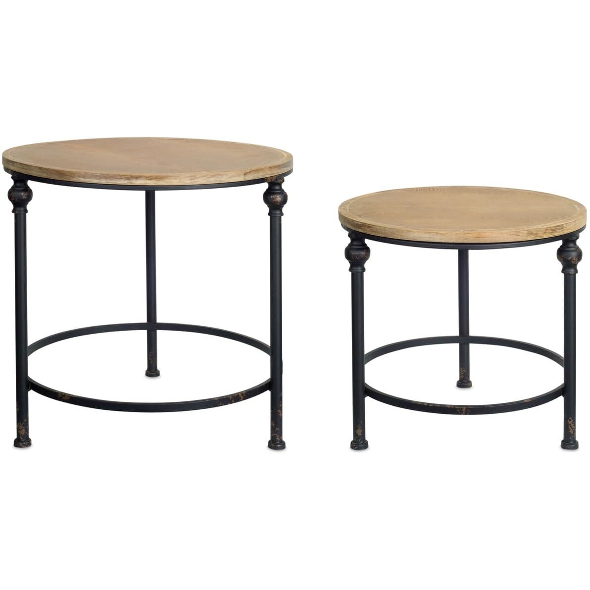 Melrose International Table (Set of 2) 17  H, 21  H Metal/Wood 18  x18x 17,22 X22 x21