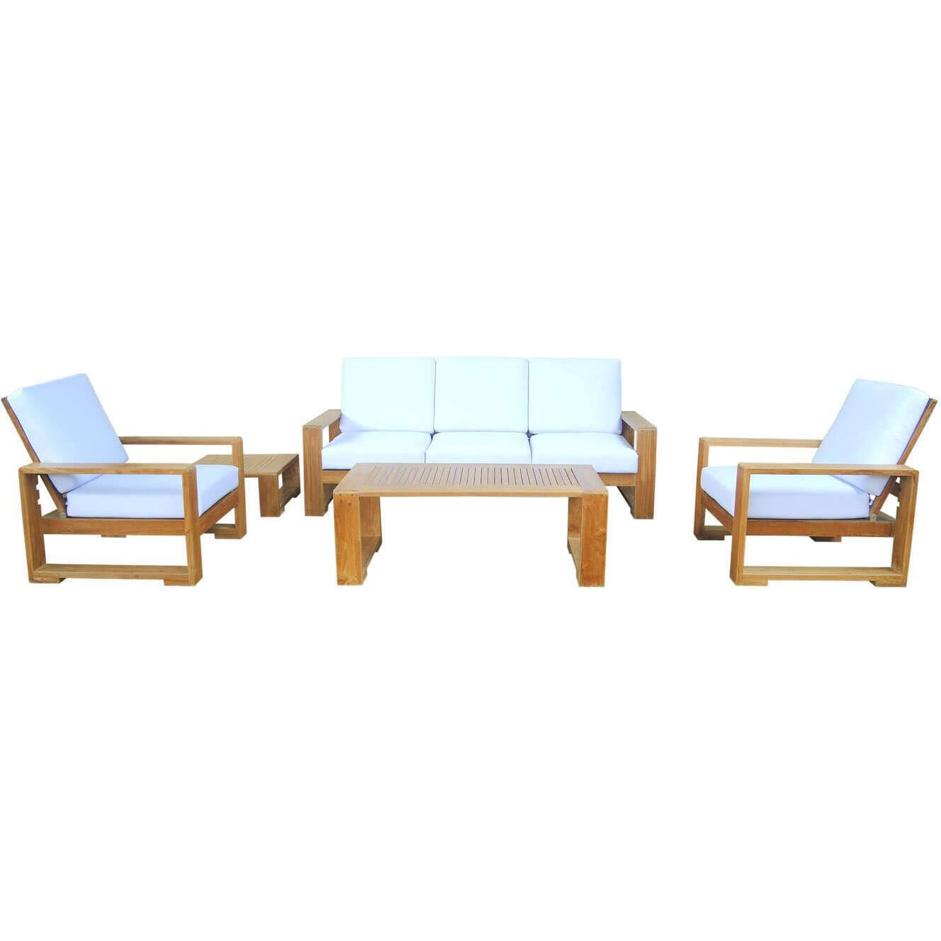 Anderson Teak Set-142 Capistrano 5-Piece Sofa Collection Modern Deep Seating, Teak Honey Gold