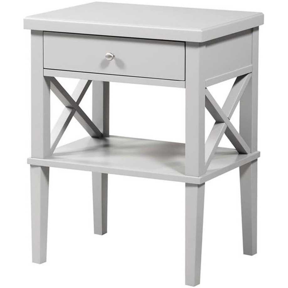 Comfort Pointe Marta Dove Gray 1-Draer Wood Nightstand ith Storage Shelf