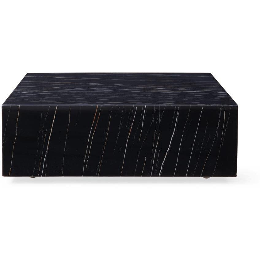 Whiteline Imports Cube Square Coffee Table in High Gloss Black or White Marble ith Casters