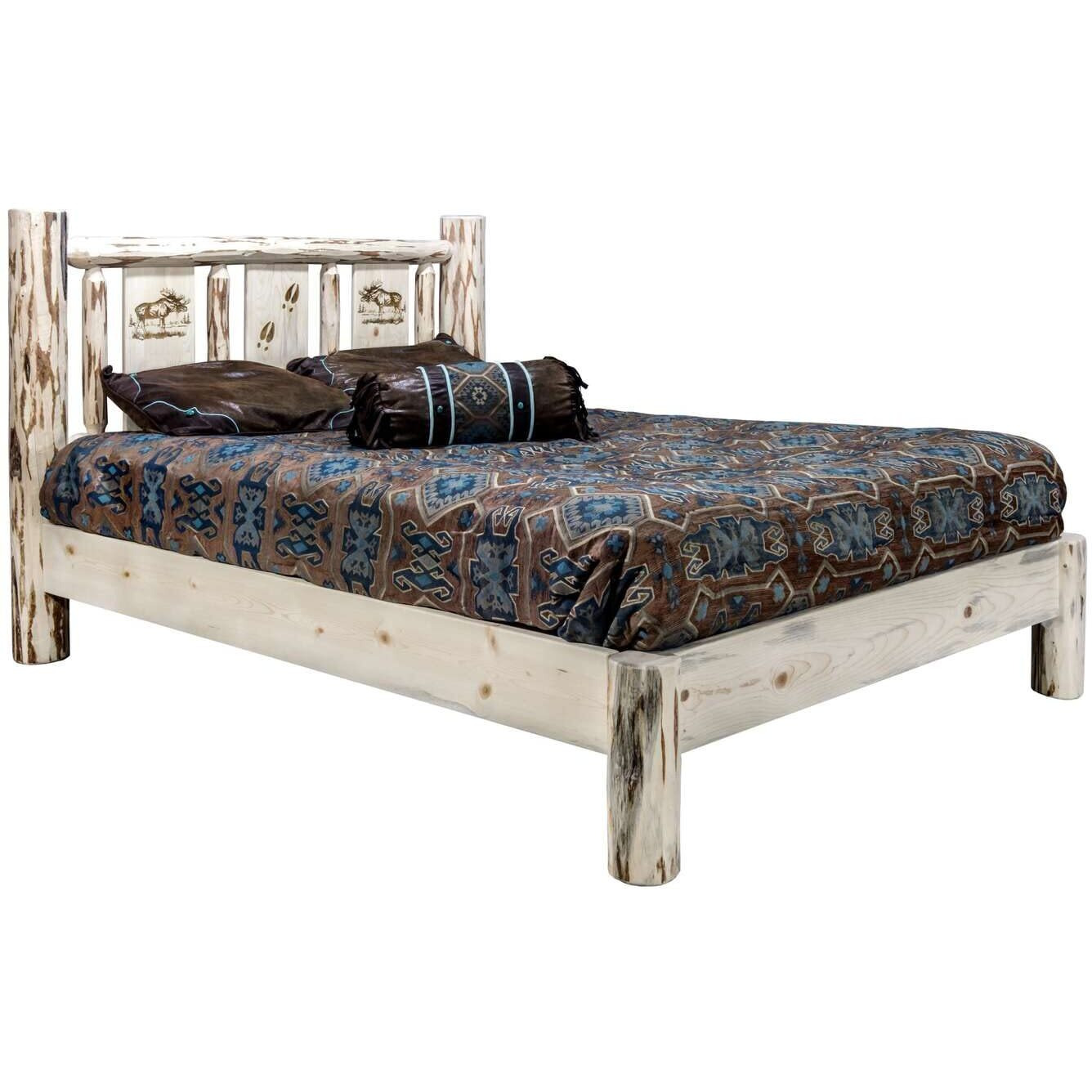 Montana Log Collection Wood Full Platform Bed MWPBFVLZMOOSE