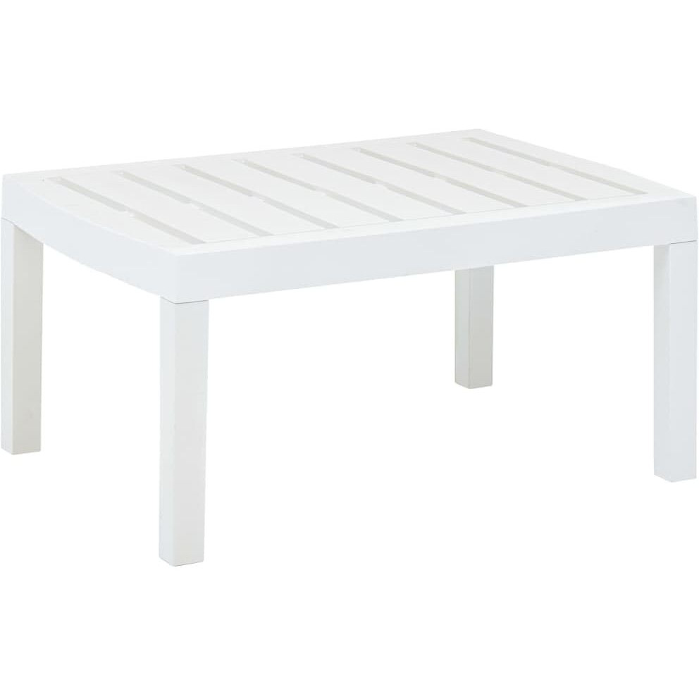 vidaXL White Patio Table - Plastic Outdoor Lounge Table - Lighteight, Weather-Resistant, Easy-to-Clean - Garden, Patio, Campsite Furniture - 30.7 x21.7 x15