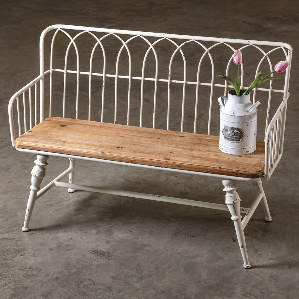 Colonial Tin Works Metal and Wood Coatroom Bench