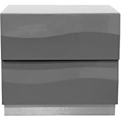 Best Master Leon 2-Drawer Poplar Wood Bedroom Nightstand in Gray High Gloss