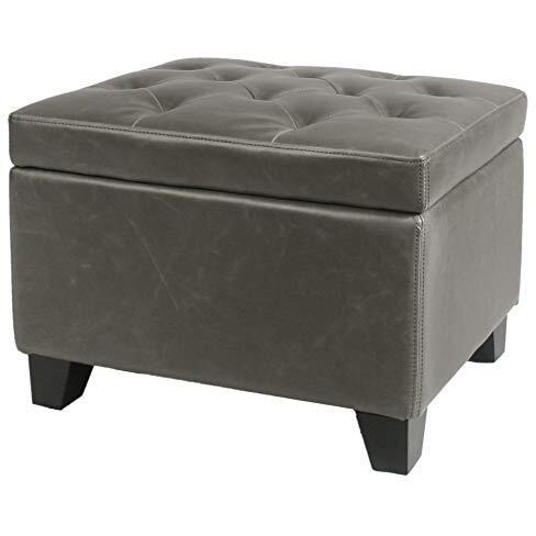 Julian Rectangular Bonded Leather Storage Ottoman - Vintage Gray