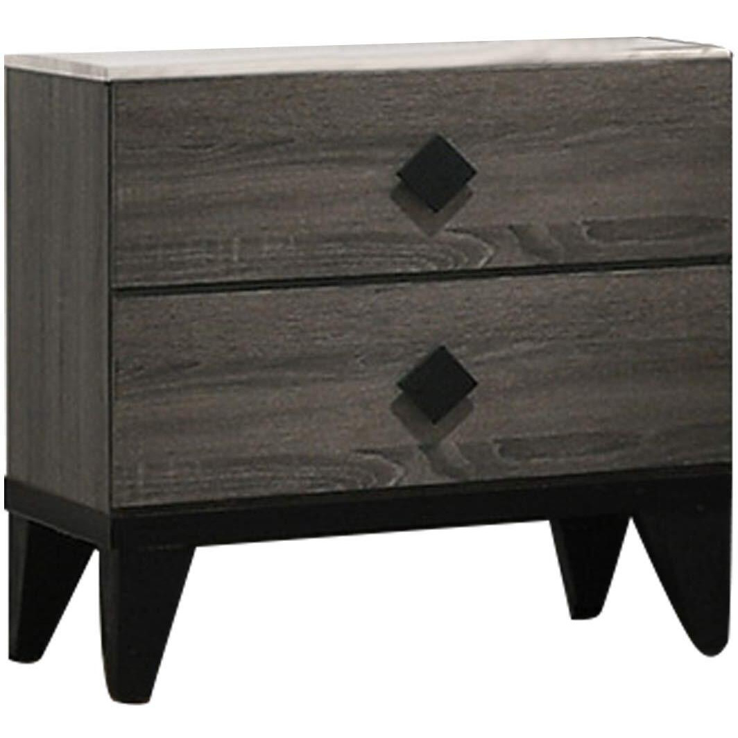 Poundex Smithson Nightstand with 2 Drawers Storage in Grey Finish