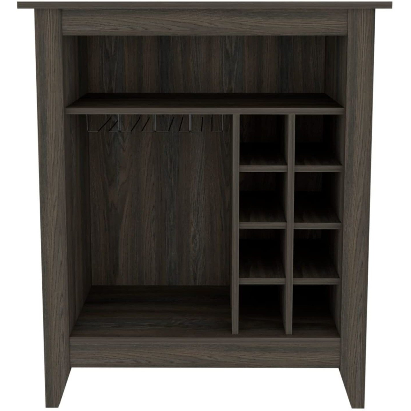 Bar- Coffee Cart 38   H, Kitchen Or Living Room Cabinet Storage, with 8 Bottle Racks, A Central Shelf with 1 Cup Holders, Ideal for Storing Glasses, Carbon Espresso