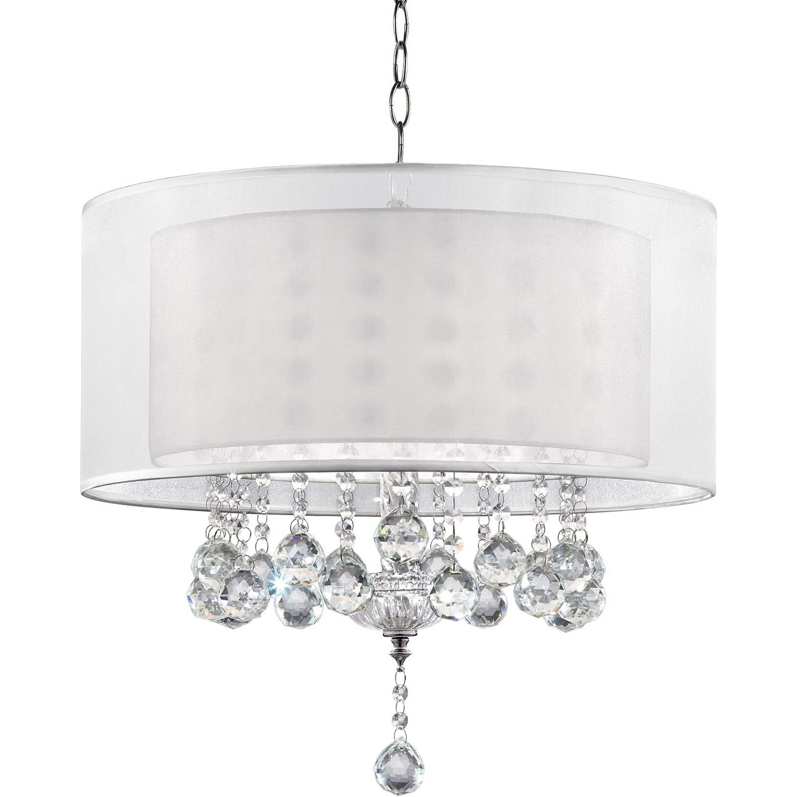 Chic Silver Ceiling Lamp with Crystal Accents and Silver Shade