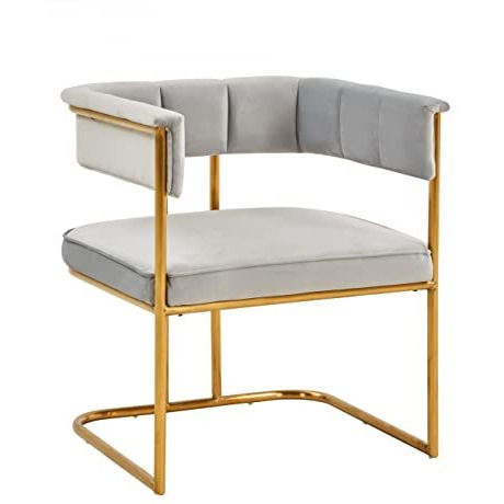 HomeRoots Grey Fabric, Metal Gray Gold Modern Dining Chair