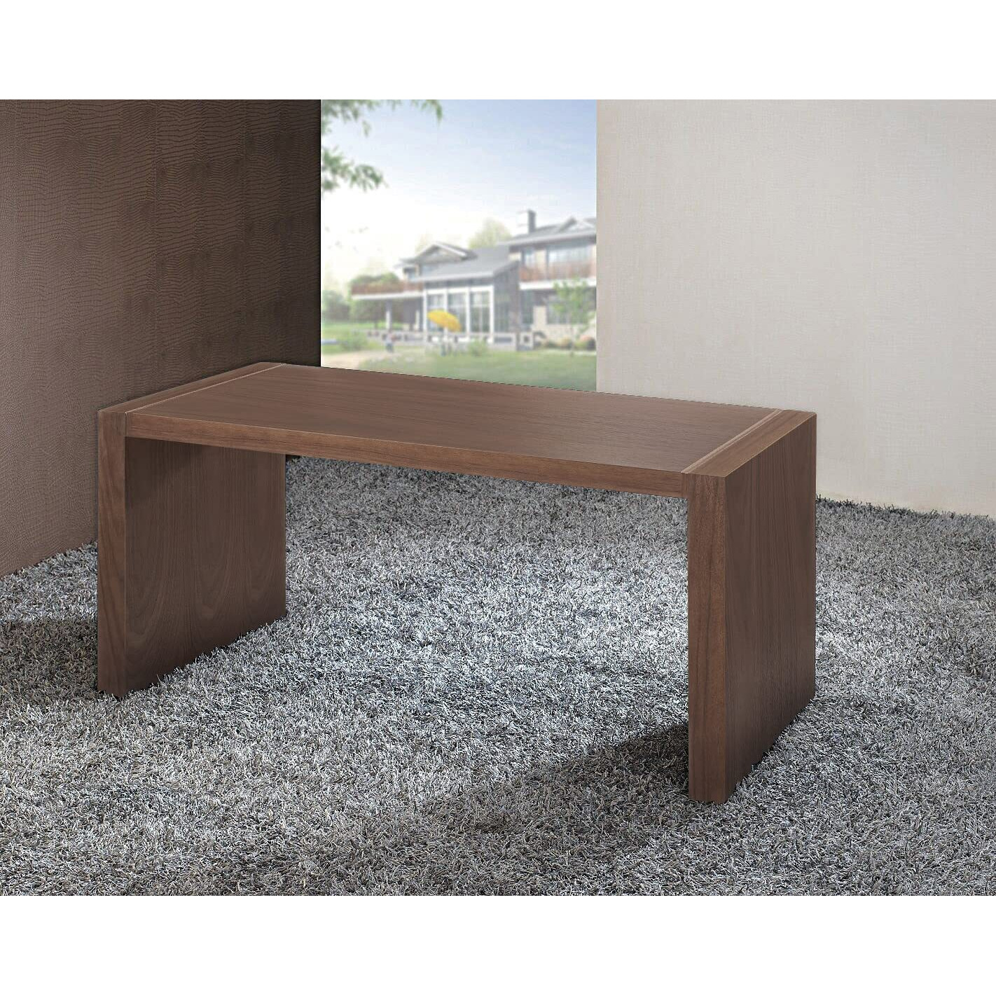 Neos Modern Furniture Wooden Veneer Executive Computer Desk in Walnut