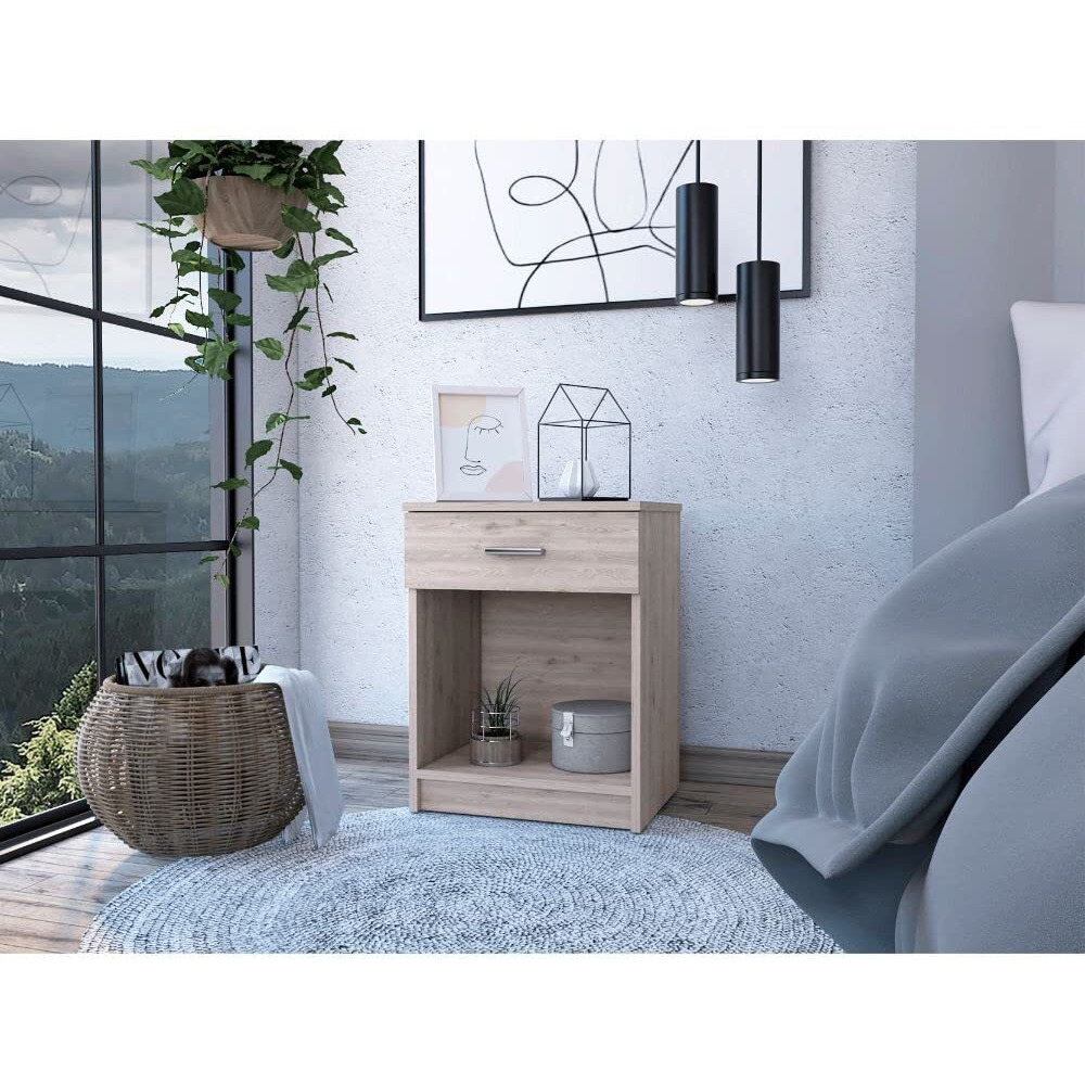 HomeRoots Sophisticated and Stylish Light Grey Eco Nightstand