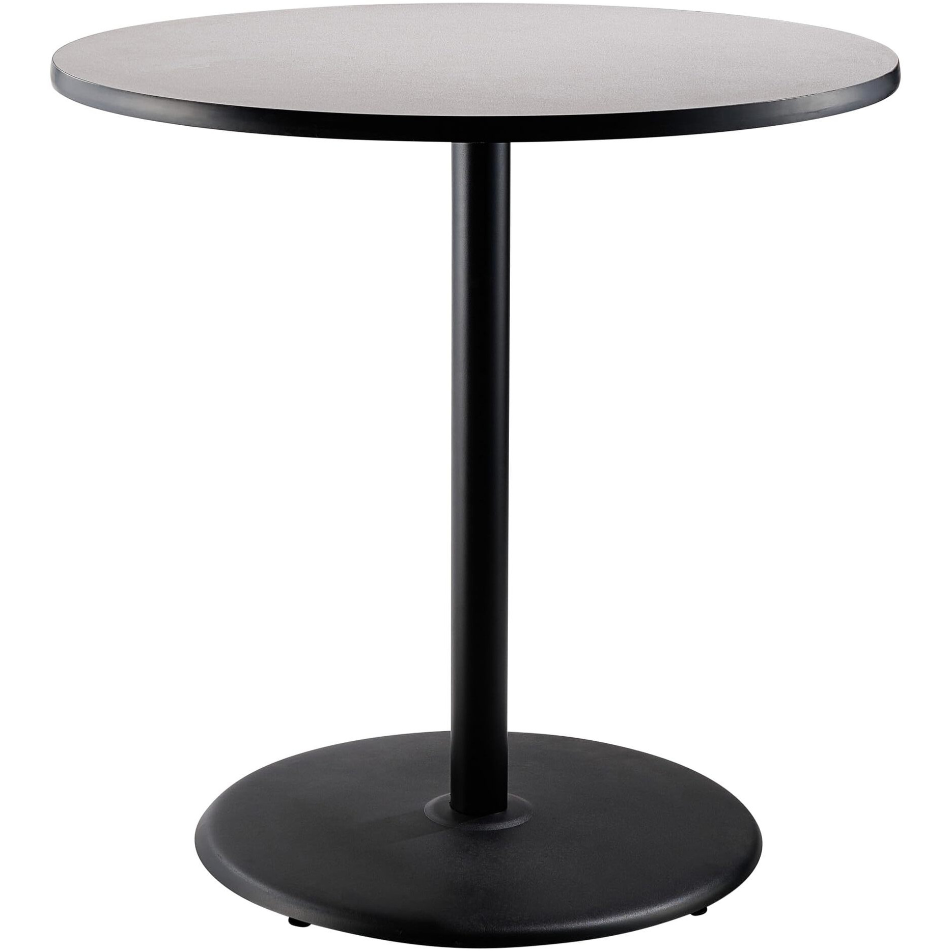 National Public Seating NPS 36  Round Cafe Table ith Round Base, 42  Height, Particleboard Core/T-Mold, Grey Nebula Top, Black Frame