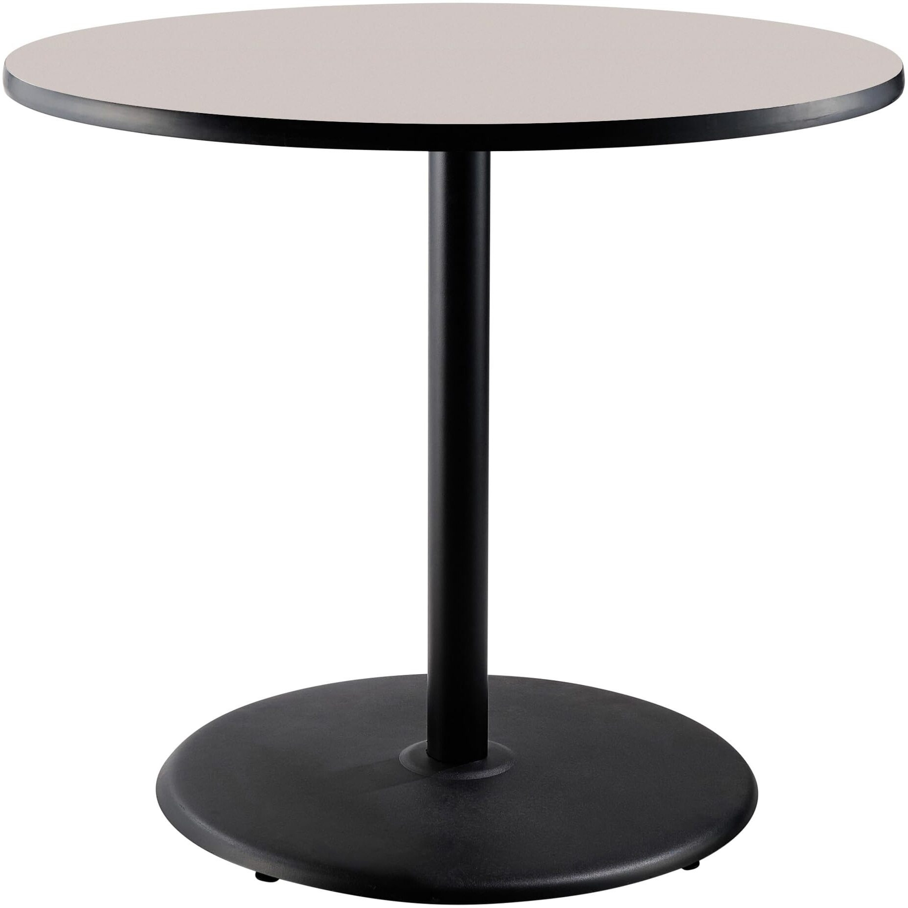 National Public Seating NPS 36  Round Cafe Table ith Round Base, 36  Height, Particleboard Core/T-Mold, Grey Nebula Top, Black Frame