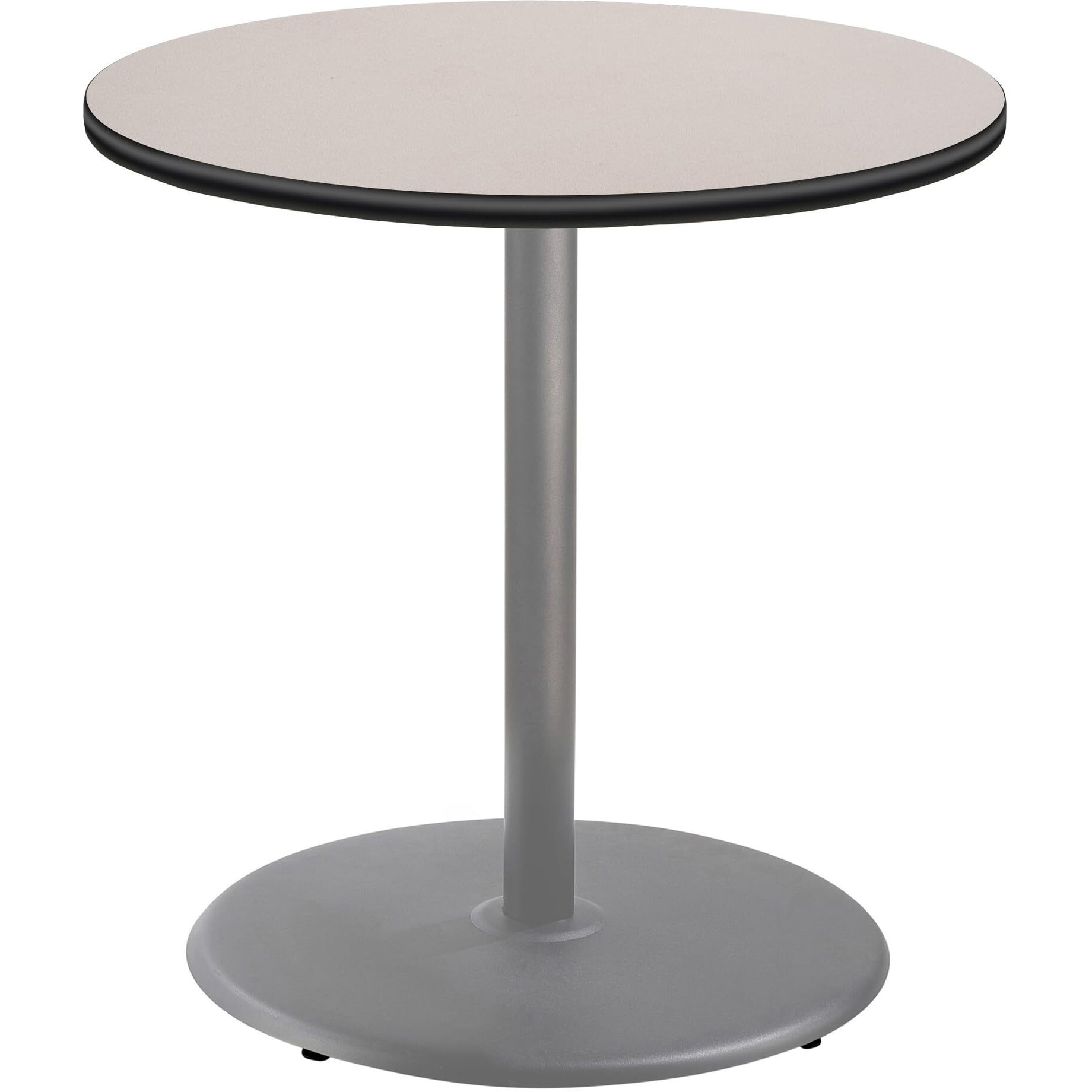 National Public Seating NPS 36  Round Cafe Table with Round Base, 36  Height, Particleboard Core/T-Mold, Grey Nebula Top, Grey Frame