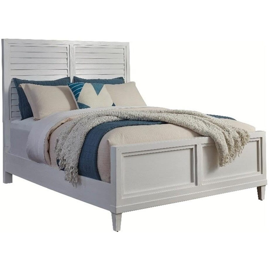 American Woodcrafters Dunescape 79  W Wood King Panel Bed in White