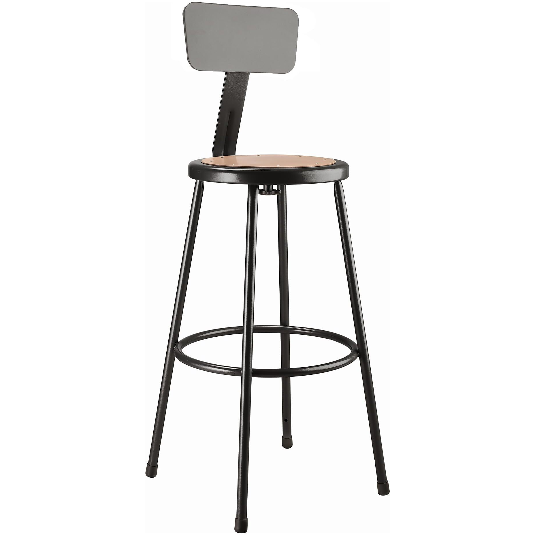 National Public Seating, 30in. Heavy Duty Steel Stool With Backrest, Black, Primary Color Black, Included (qty.) 1, Seating Type Office Stool, Model 6230B-10