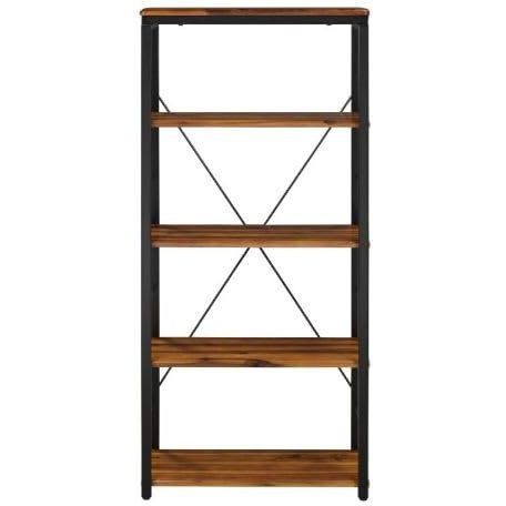 HomeRoots 486308 54 in. Brown & Black Metal Four Tier Etagere Bookcase