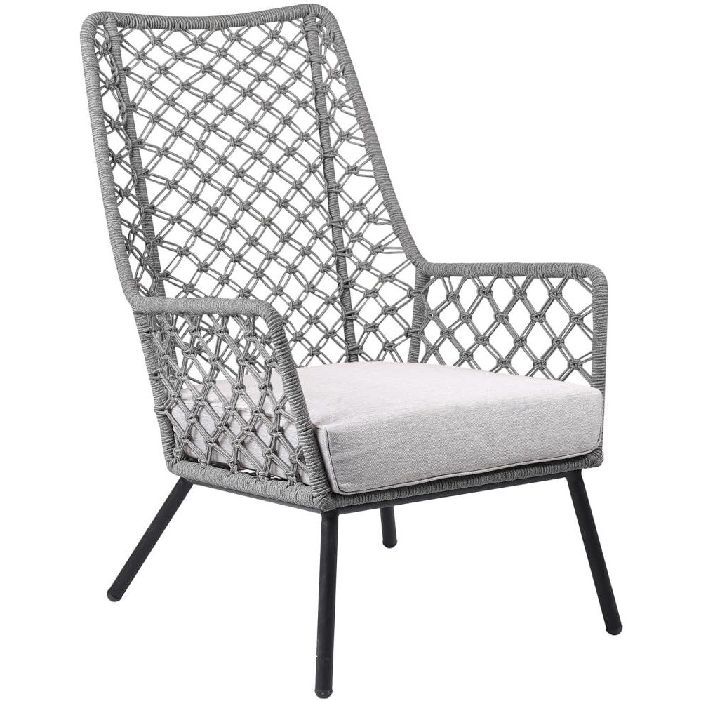 HomeRoots 490229 Gray & Black Metal Side Chair with Cushion