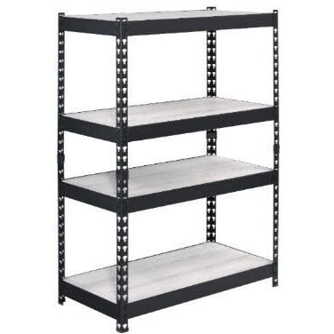 HomeRoots 486305 48 in. Metal Adjustable Four Tier Bookcase Brown & Black