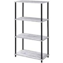 HomeRoots 486301 44 in. Antiqued White Metal Four Tier Etagere Bookcase