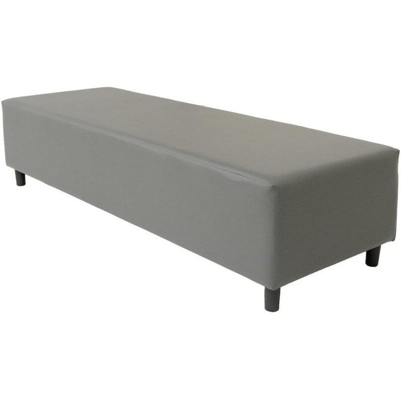 HomeRoots 530614 72 in. Gray & Black Upholstered Faux Leather Bench