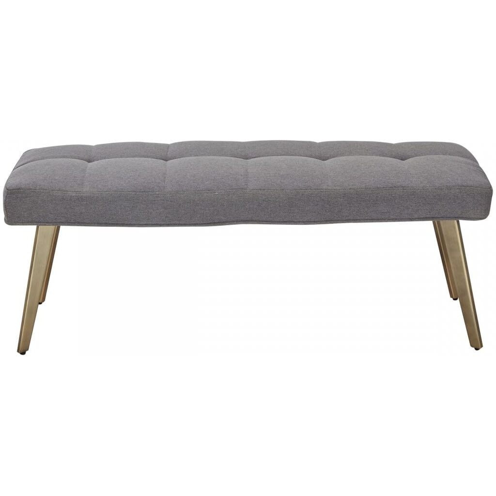 HomeRoots 473174 47 in. Gray & Gold Upholstered Linen Blend Dining Bench