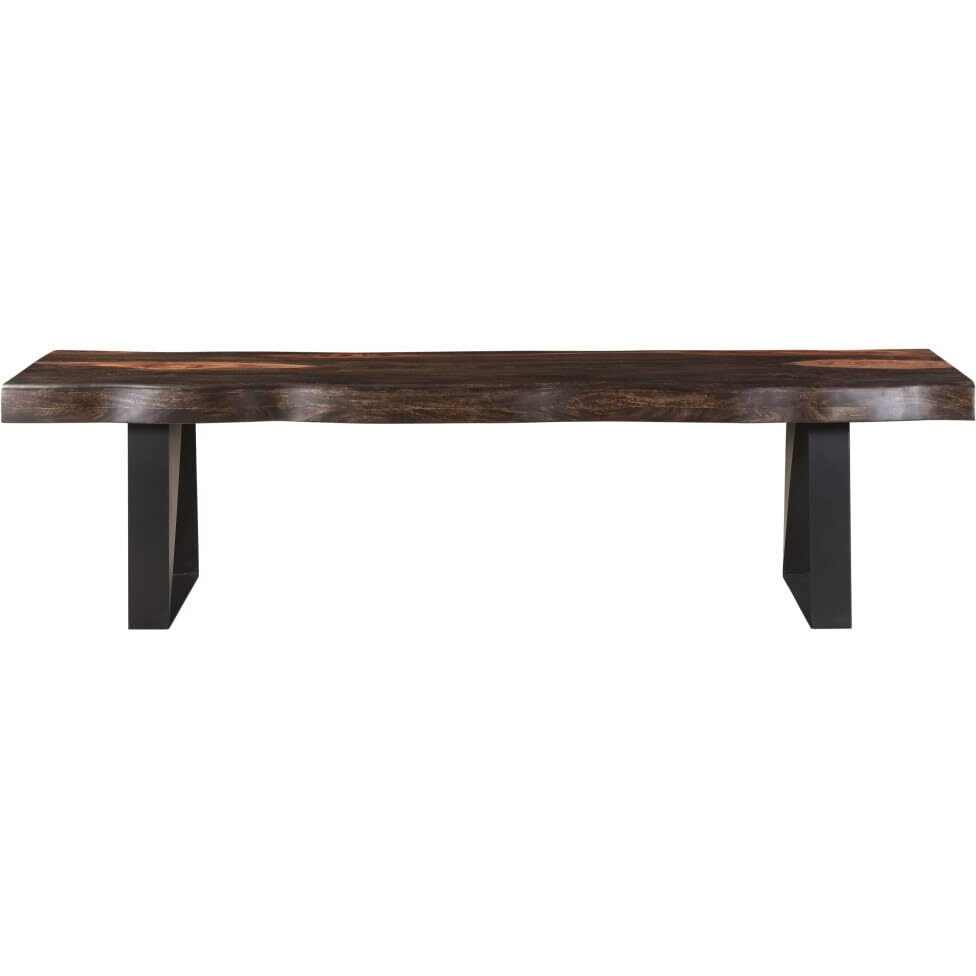 HomeRoots 522082 70 in. Dark Brown & Black Solid Wood Dining Bench