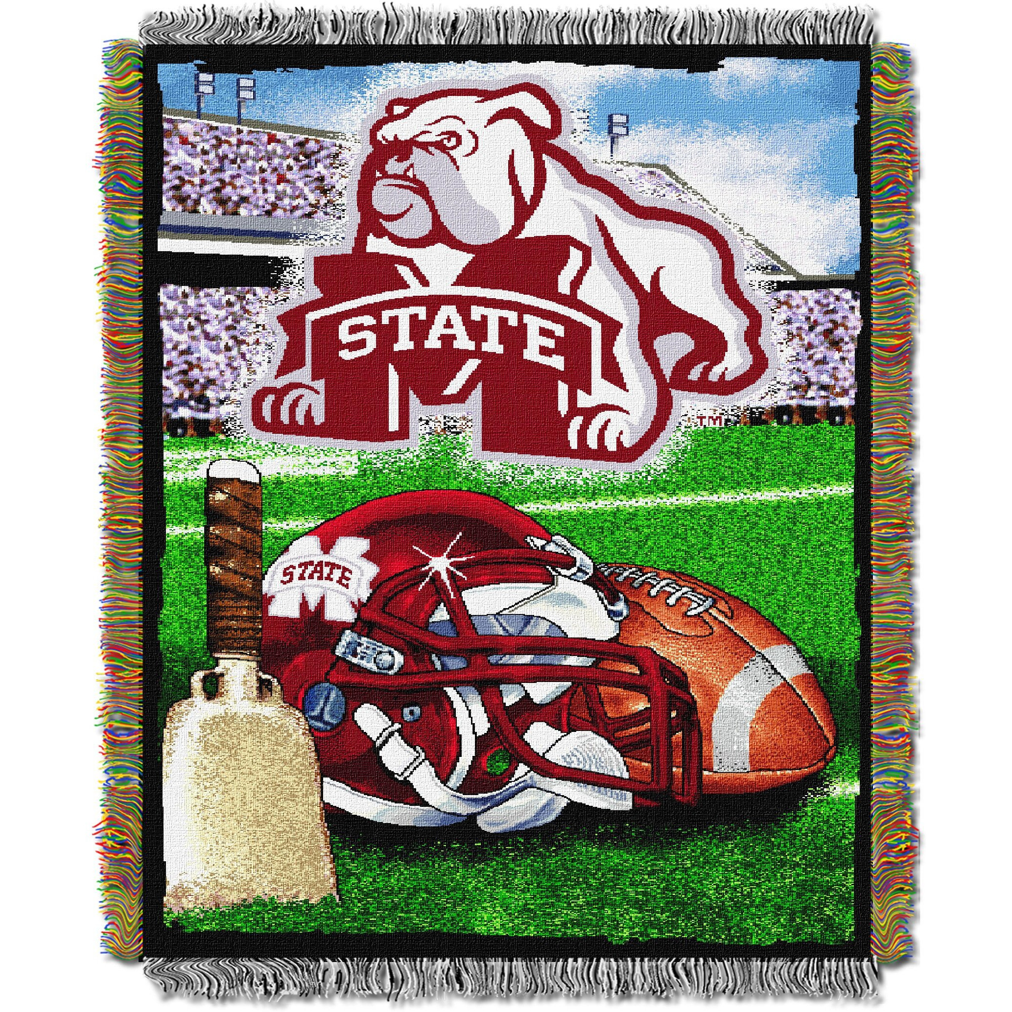 Northest NCAA Mississippi State Bulldogs Unisex-Adult Woven Tapestry Thro Blanket, 48  x 60 , Home Field Advantage