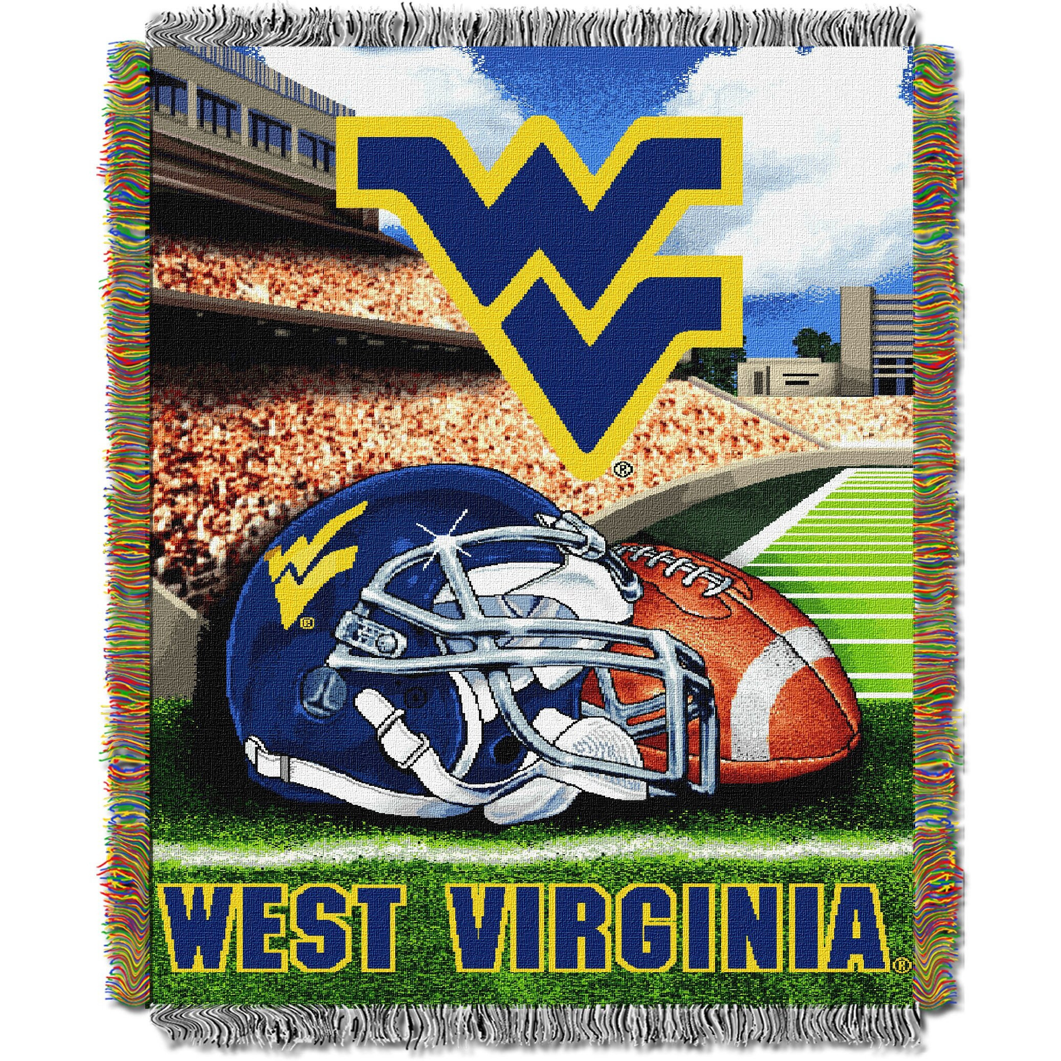 Northest NCAA West Virginia Mountaineers Unisex-Adult Woven Tapestry Thro Blanket, 48  x 60 , Home Field Advantage