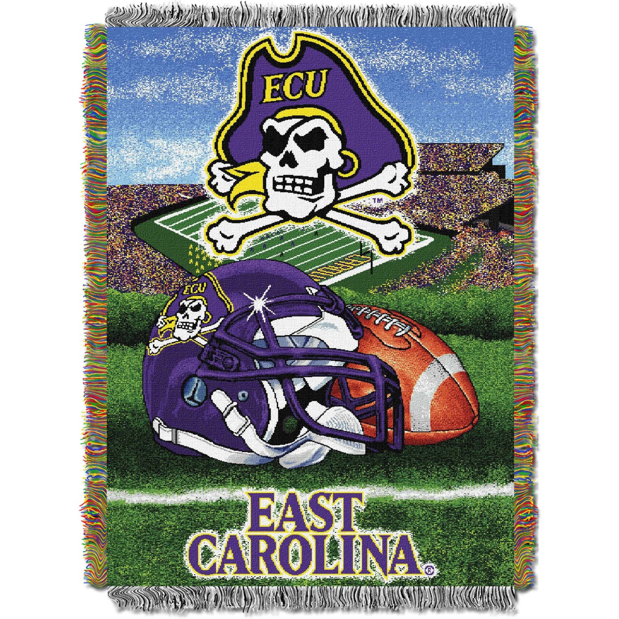 Northest NCAA East Carolina Pirates Unisex-Adult Woven Tapestry Thro Blanket, 48  x 60 , Home Field Advantage