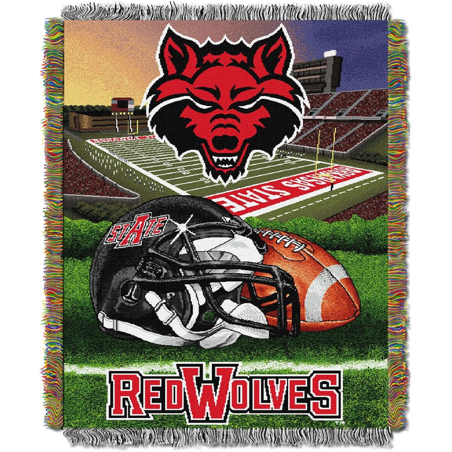 Northest COL 051 HFA Arkansas State Red Wolves NCAA Woven Tapestry Thro (Home Filed Advantage) (48x60)