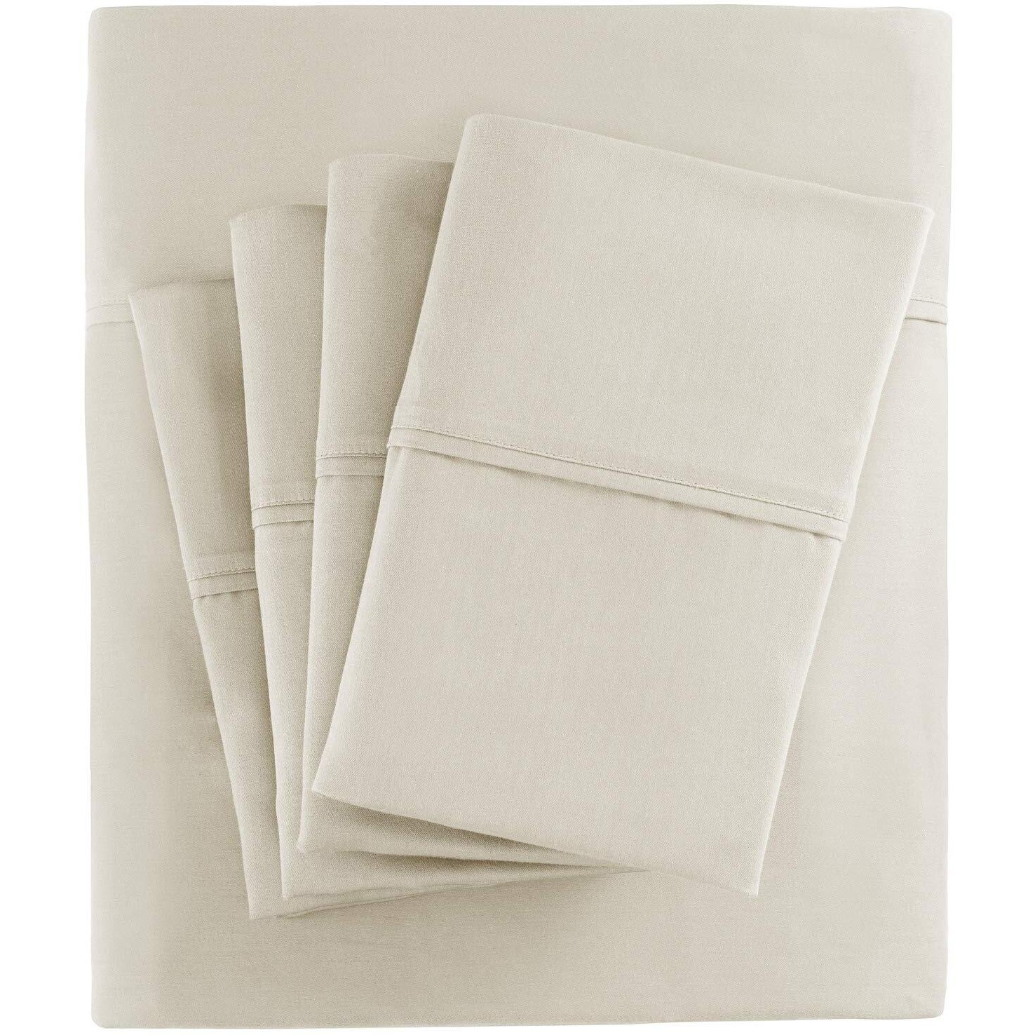 Madison Park 800 Thread Count Luxurious Wrinkle Free Breathable Cotton Rich Sateen 6 Piece Sheet Set, Cal King Size, Ivory