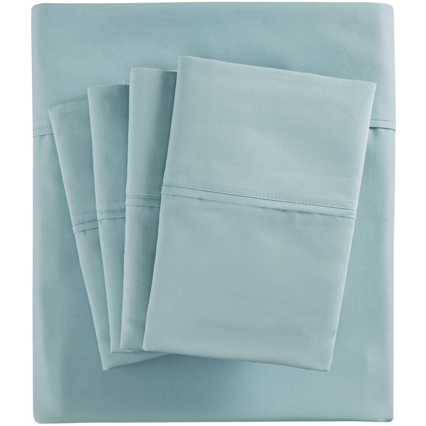 Madison Park - MPH20-0013 800 Thread Count Luxurious Wrinkle Free Breathable Cotton Rich Sateen 6 Piece Sheet Set, Queen Size, Aqua