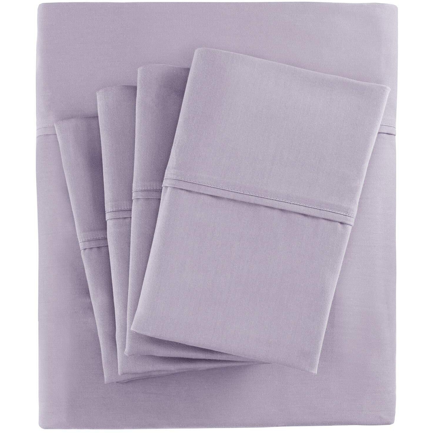 Madison Park 800 Thread Count Cotton Blend Sateen Wrinkle Resistant Hotel Luxury Fade Resistant Ultra Soft And Silky Bed Sheet Set Bedding, Queen Size, Purple, 6 Piece