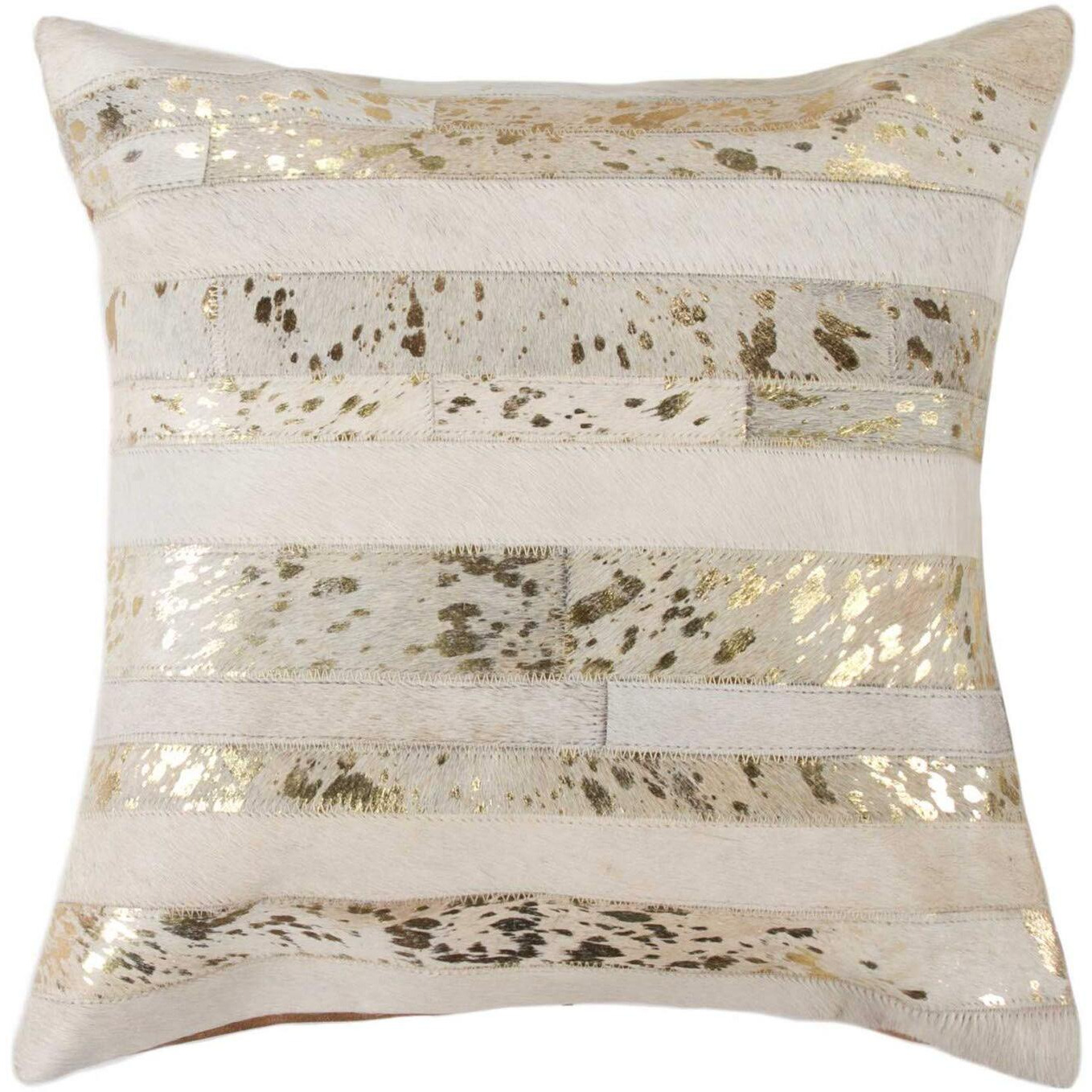 HomeRoots Kitchen 18  x 18  x 5  Natural and Gold Pillow with Hidden Zipper Closure