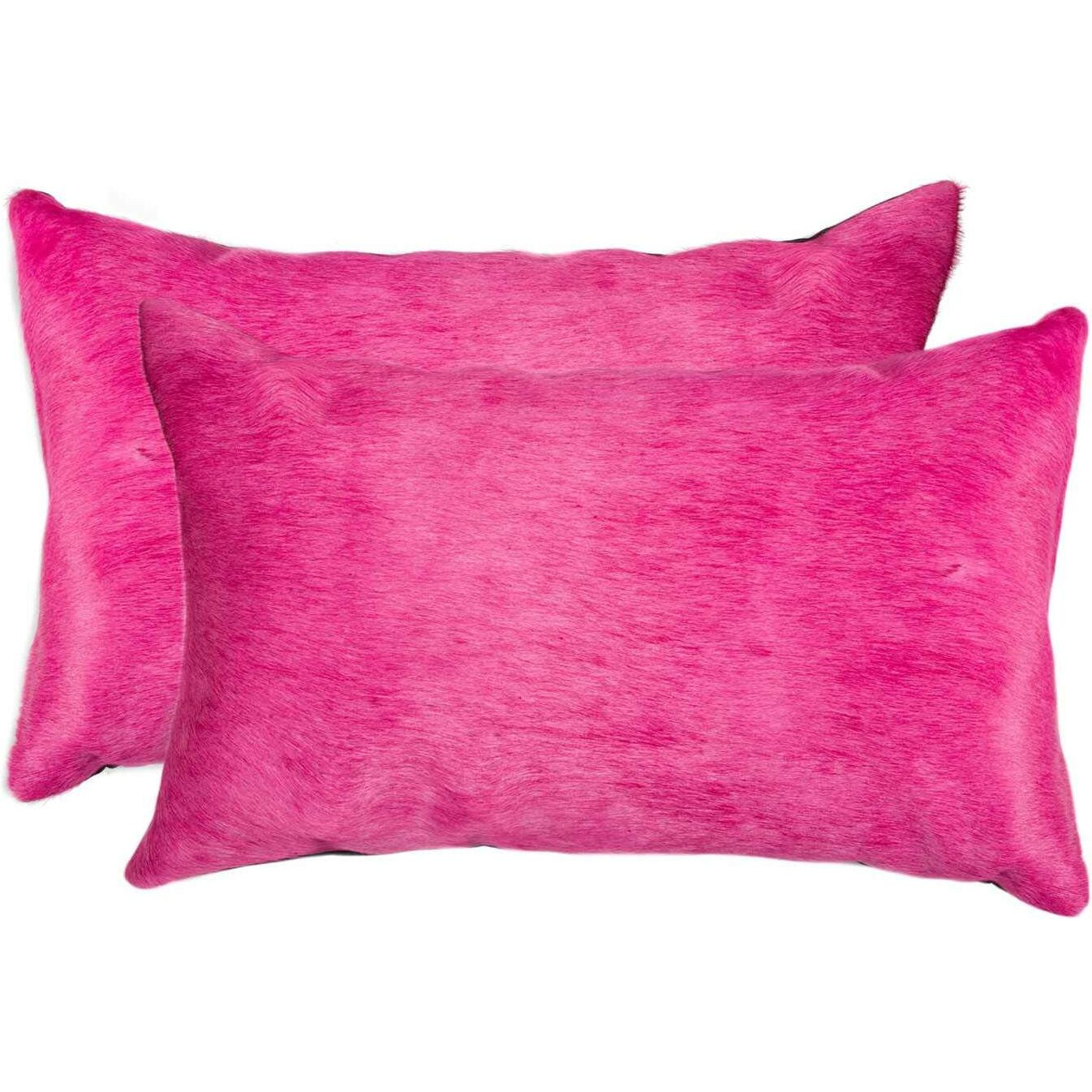 HomeRoots Cowhide, Microsuede, Polyfill 12  x 20  x 5  Fuschia Cowhide Pillow 2 Pack