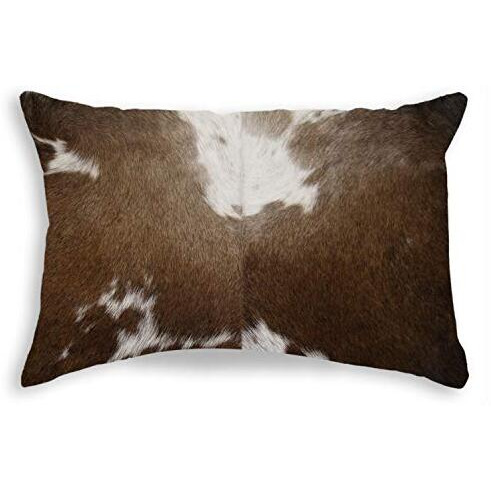 HomeRoots Chocolate & White Cowhide, Microsuede, Polyfill 12  x 20  x 5  Chocolate and White Torino Kobe Cowhide Pillow