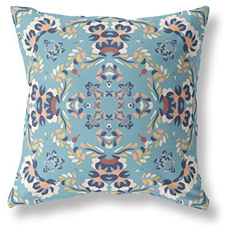 Amrita Sen Earth and Heaven Suede Blown and Closed Pillow w/Insert in Gray and Blue