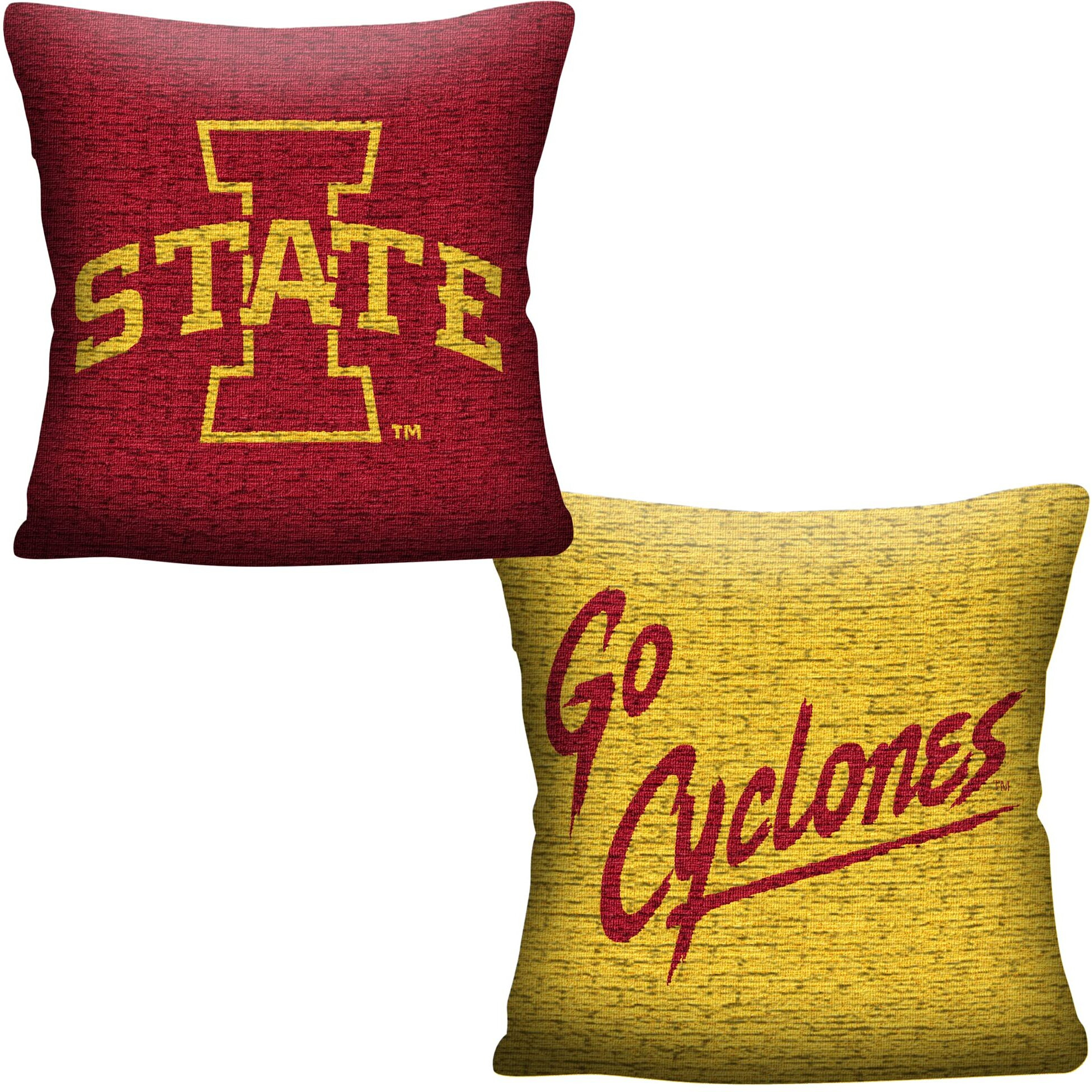 The Northest Company NCAA Ioa State Cyclones Double Sided Woven Jacquard Pillo, 20  x 20 , Invert