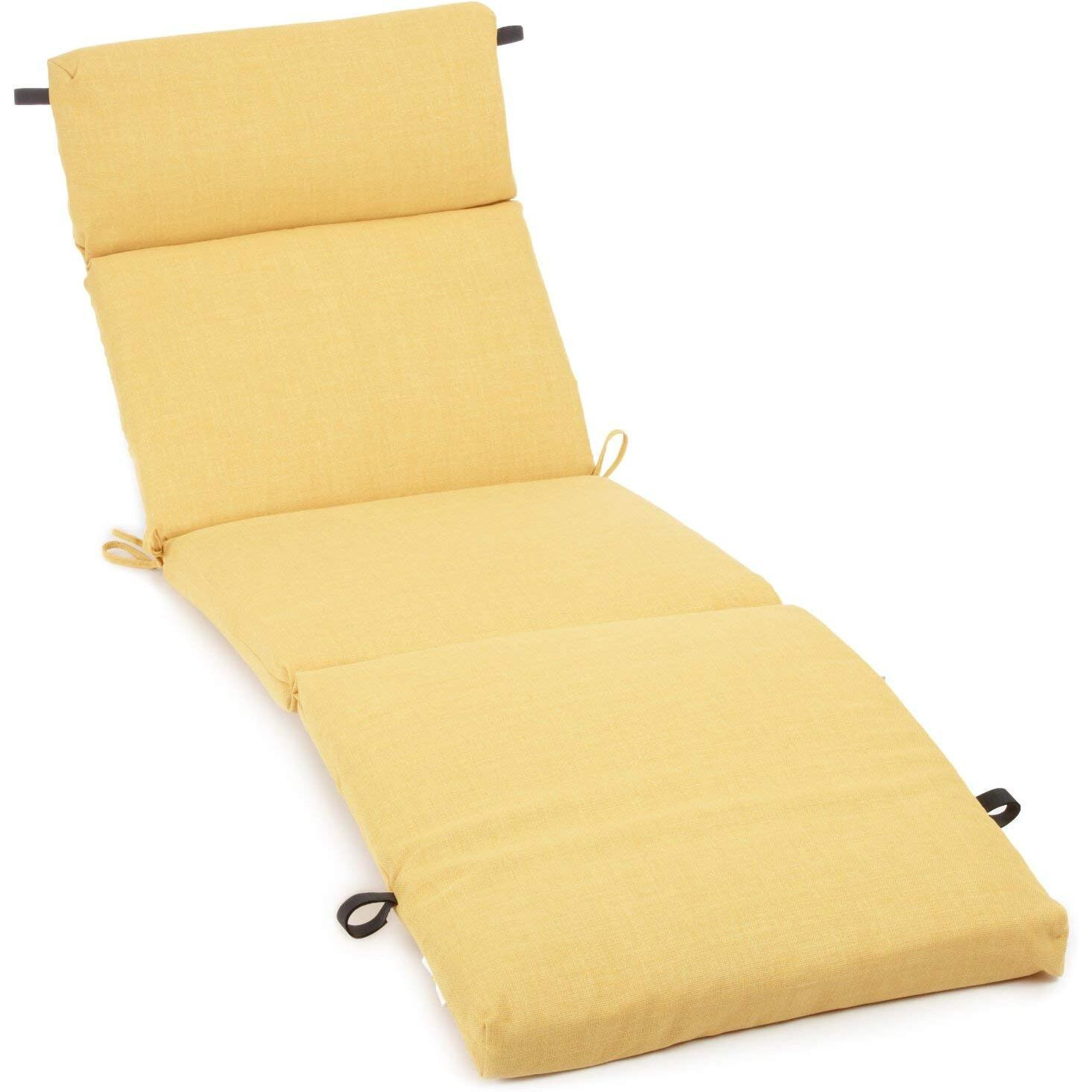 Blazing Needles Indoor/Outdoor Chaise Lounge Cushion, 72  x 24 , Lemon